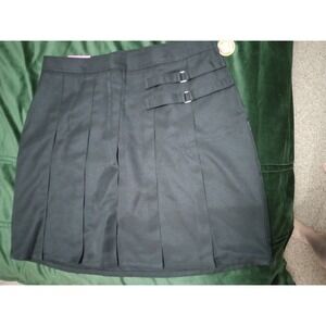 French‎ Toast Girls Black Two-Tab Pleated Scooter Skort Adj. Waist sz 20.5 Plus